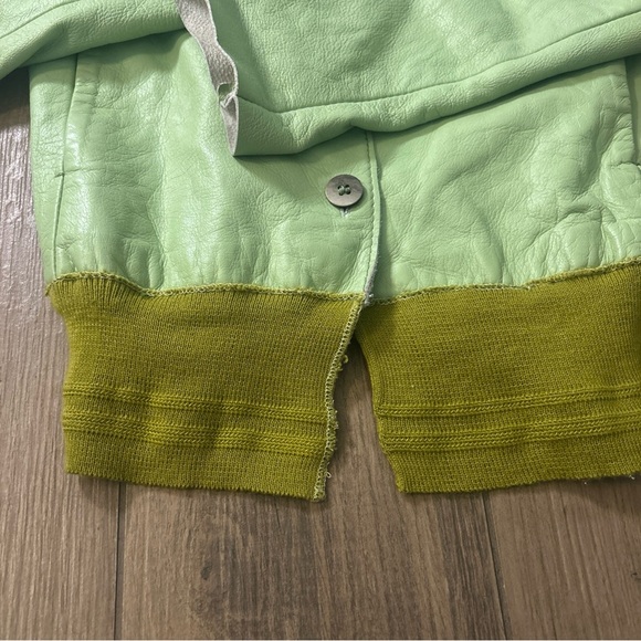 Vera Pelle Green and Yellow Bomber Jacket Lightweight Casual Vintage - Picture 2 of 8